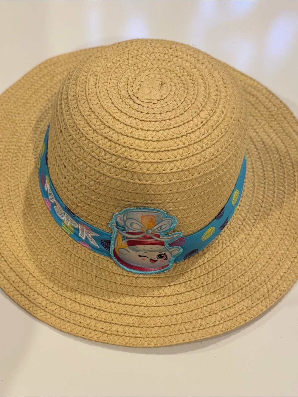 I Love Shopkins Girls Weaved Sun Cap Hat Kids One Size